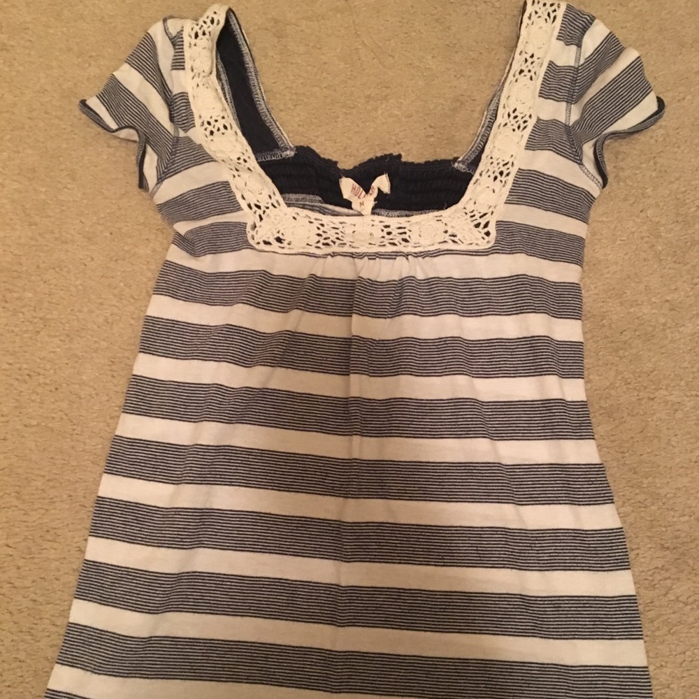 Blue and white striped blouse